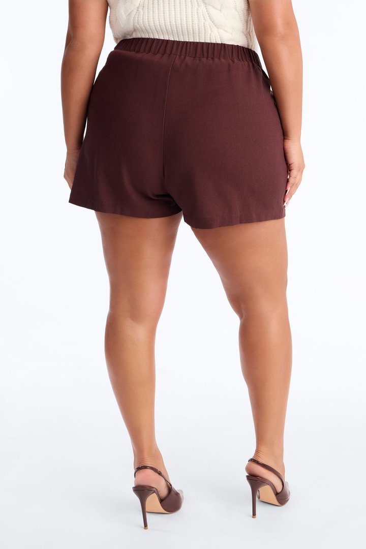 Katie Linen Trouser Short - Chocolate