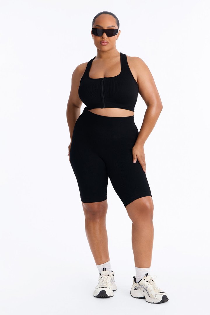 Sully Seamless Ribbed Biker Short Set - Black