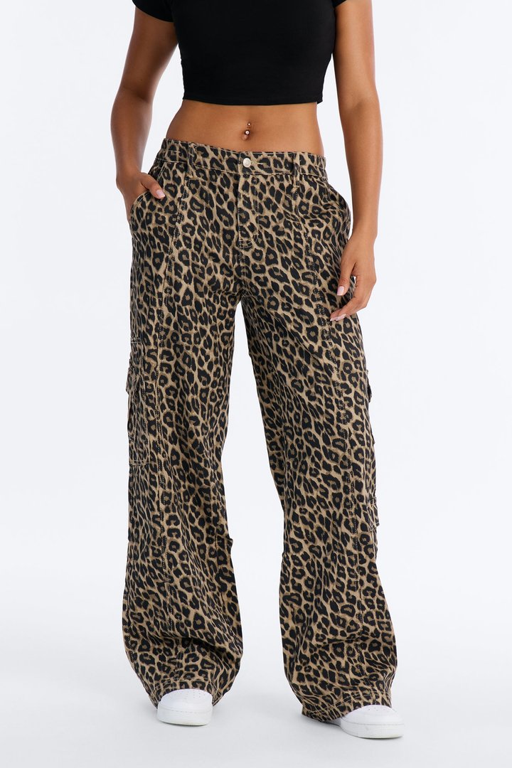 Berkely Washed Leopard Cargo Pant - Leopard