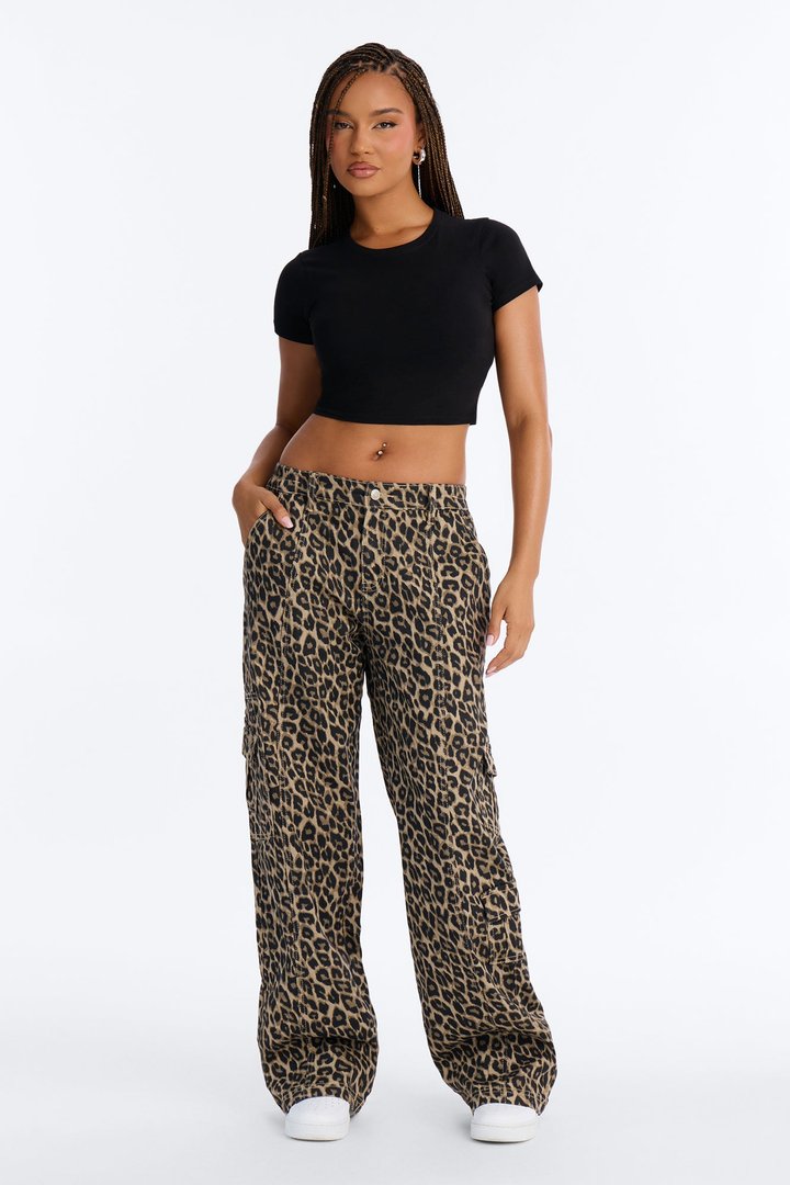 Berkely Washed Leopard Cargo Pant - Leopard