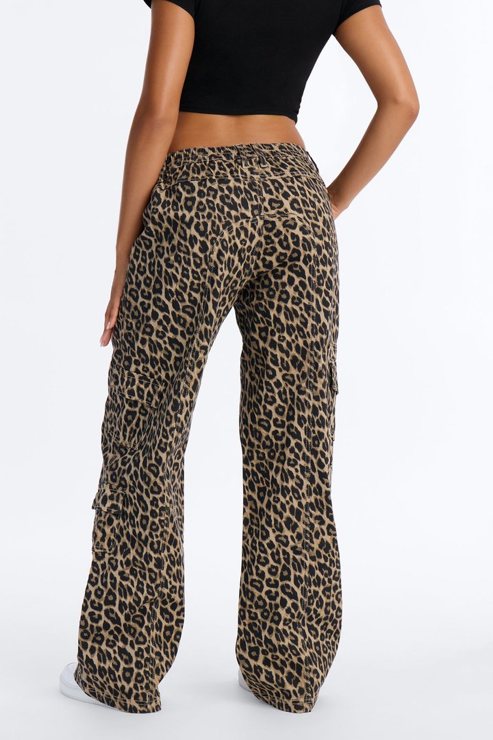 Berkely Washed Leopard Cargo Pant - Leopard