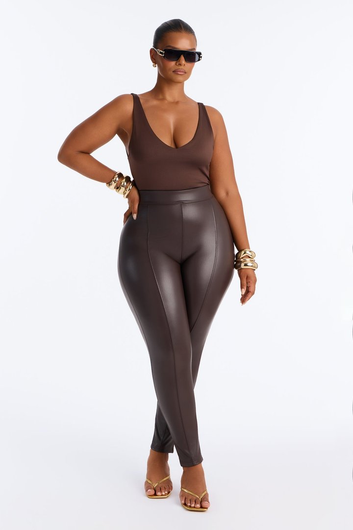 Taylor Faux Leather Legging - Chocolate