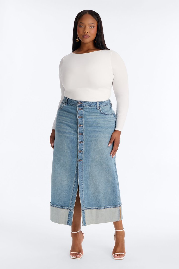 Mallory Long Sleeve Boat Neck Baby Tee - Off White