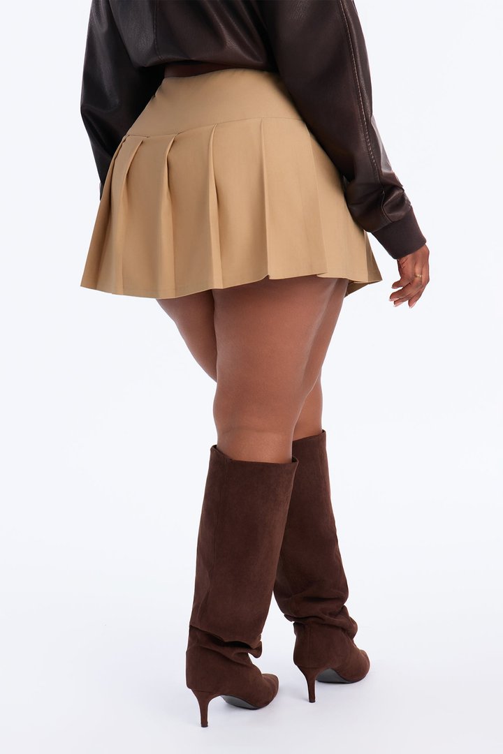 Good Days Pleated Slit Skort - Khaki