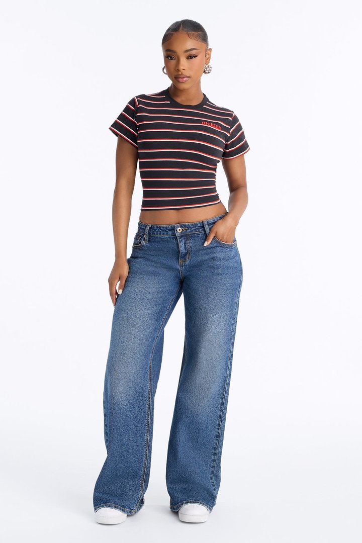 Dickies Striped Embroidered Tee - Black