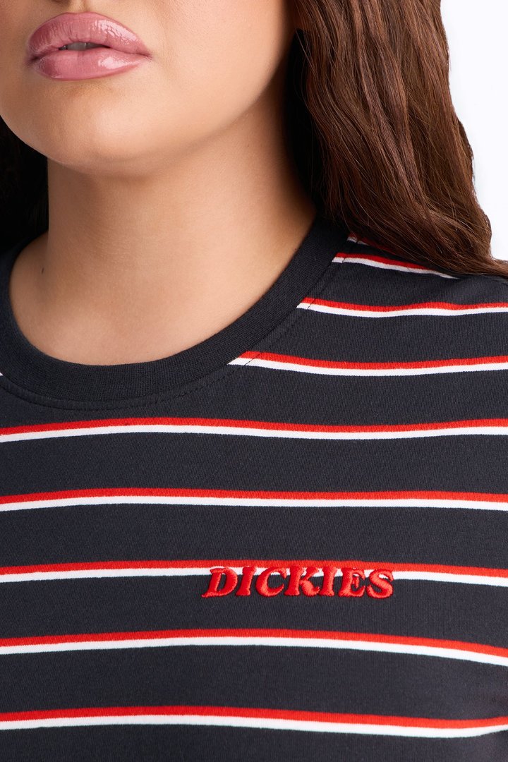 Dickies Striped Embroidered Tee - Black
