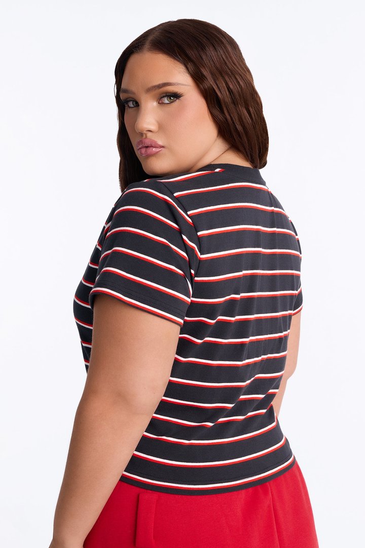 Dickies Striped Embroidered Tee - Black