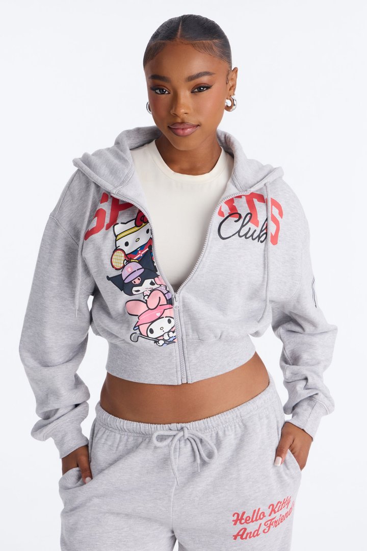 Hello Kitty Sports Zip Up Sweatshirt - Heather Grey