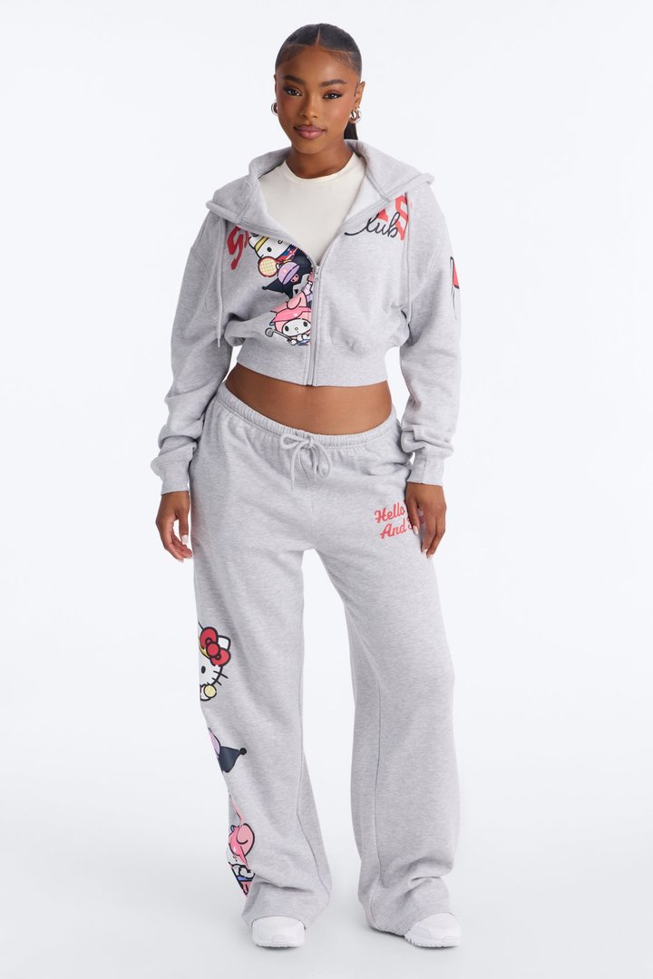 Hello Kitty Sports Zip Up Sweatshirt - Heather Grey
