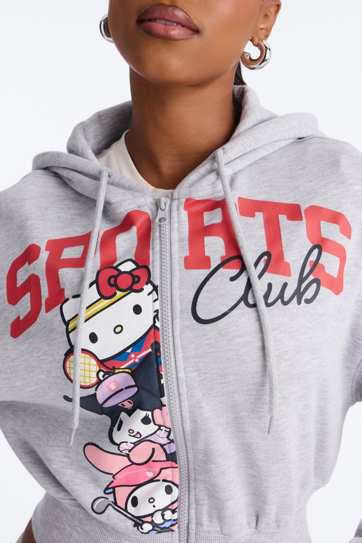Hello Kitty Sports Zip Up Sweatshirt - Heather Grey