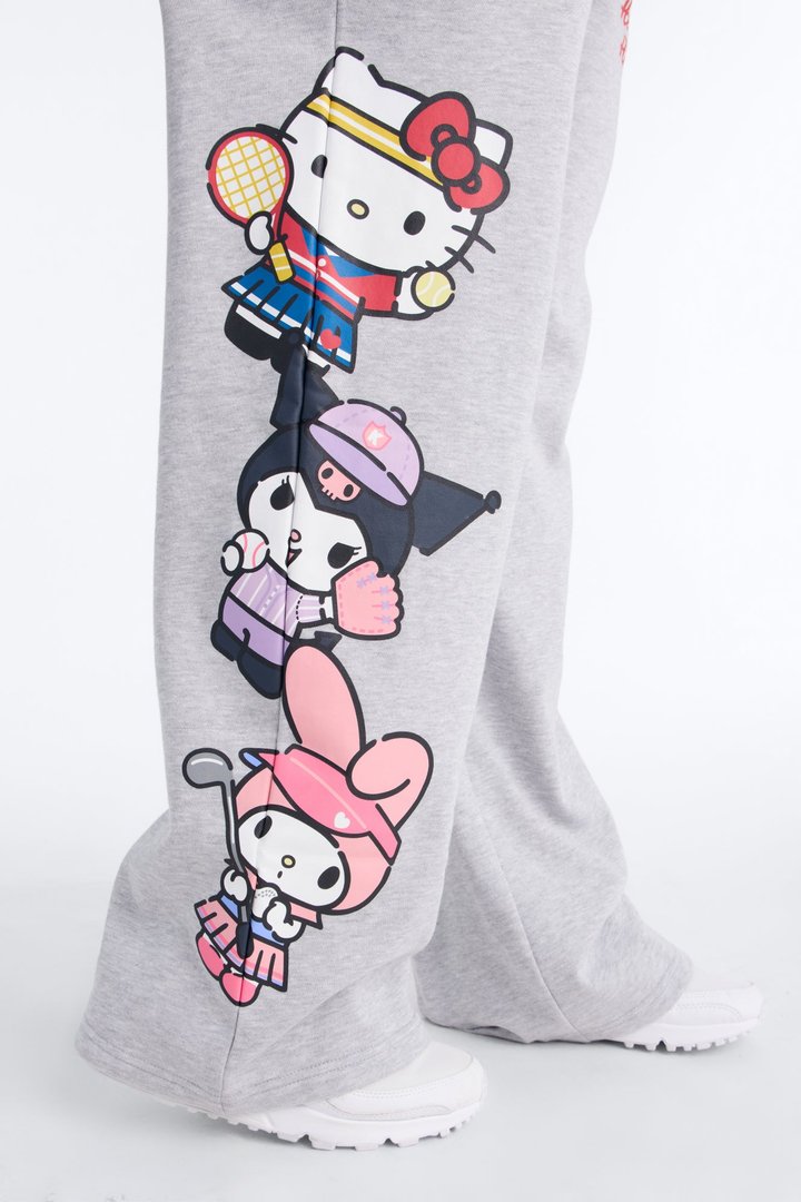 Hello Kitty Sports Wide Leg Pant - Heather Grey