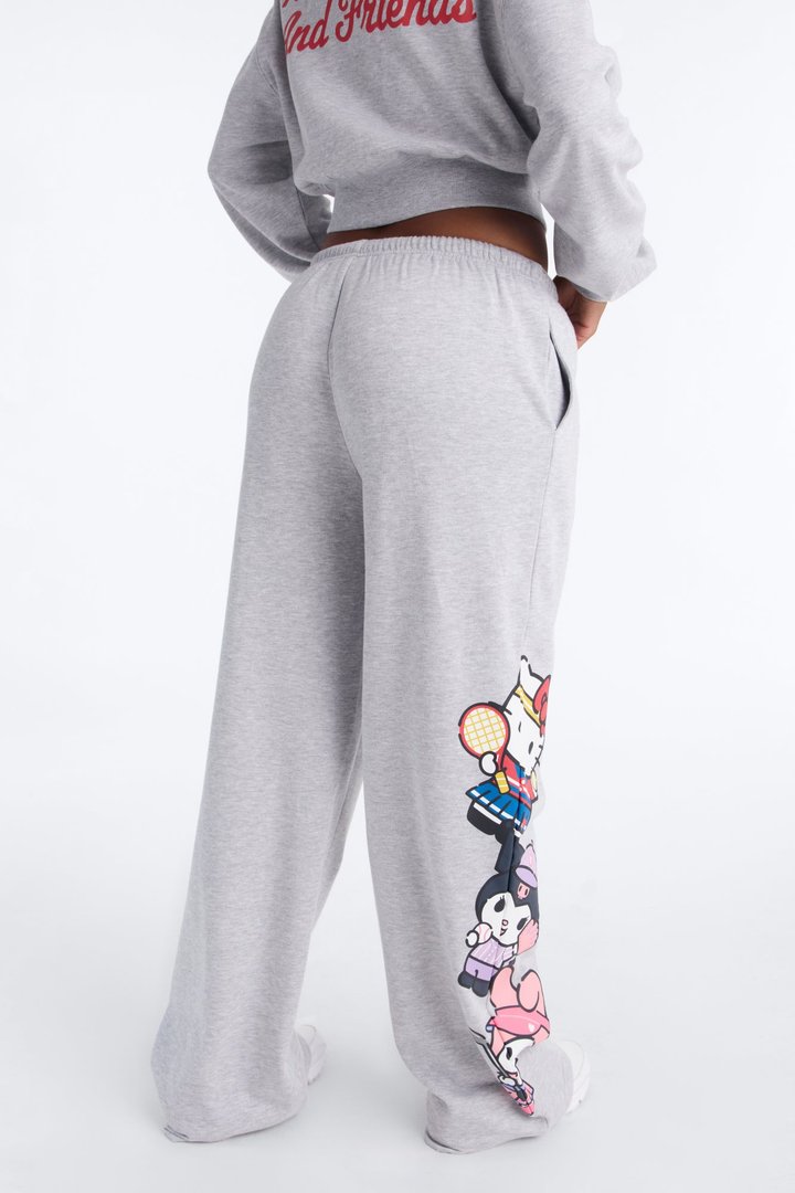 Hello Kitty Sports Wide Leg Pant - Heather Grey
