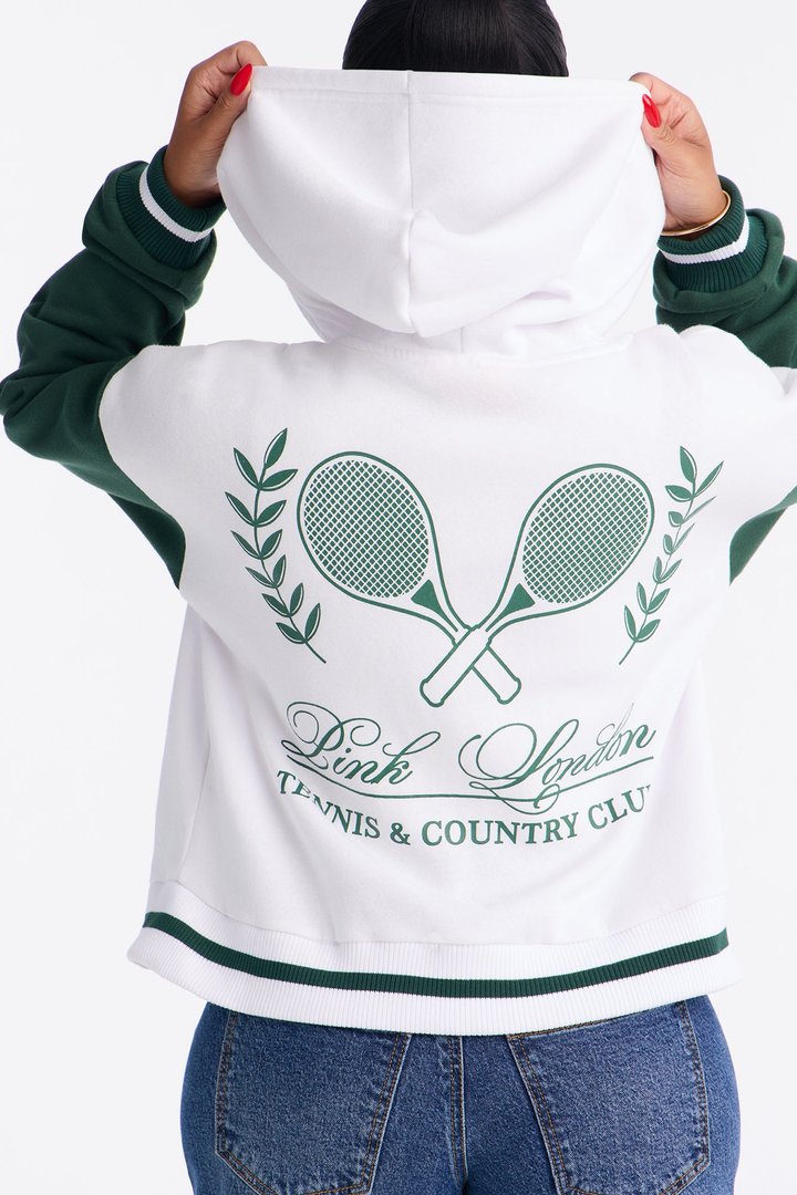 PINK London Sporty Zip-Up Sweatshirt - White/combo