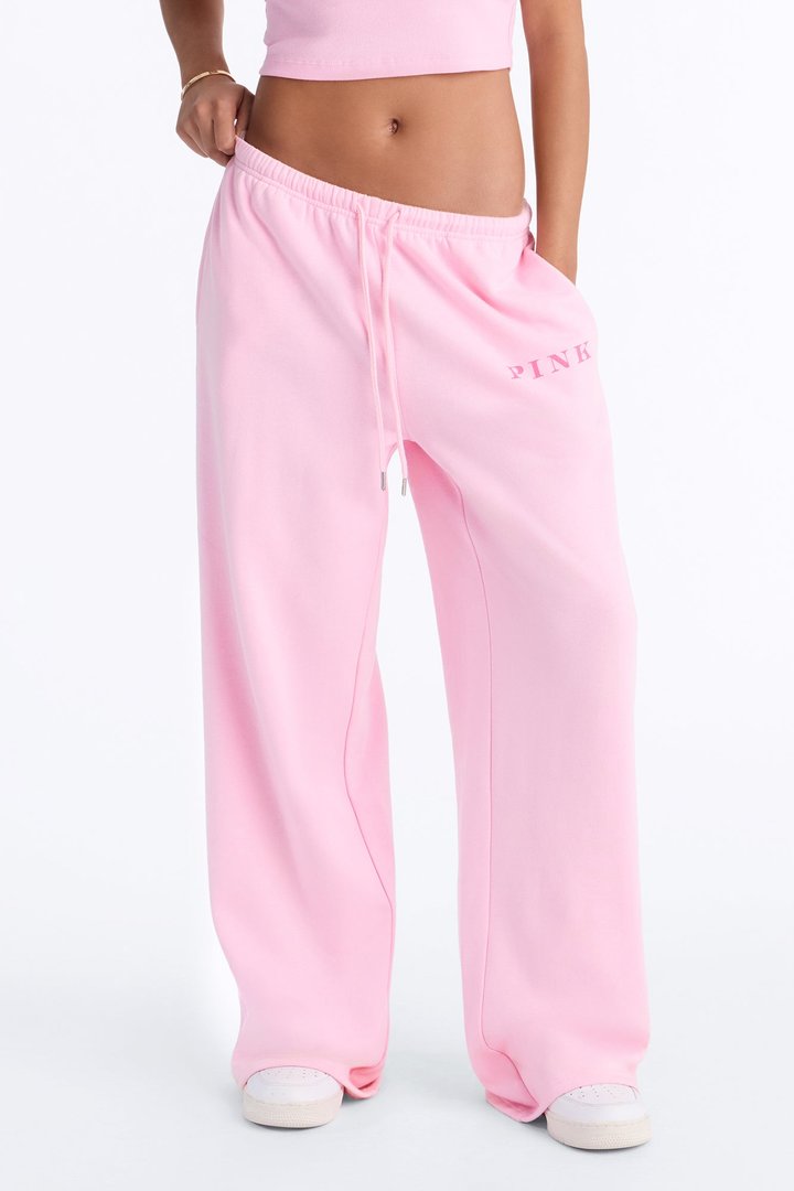 PINK London Girly Wide Leg Sweatpants - Pink