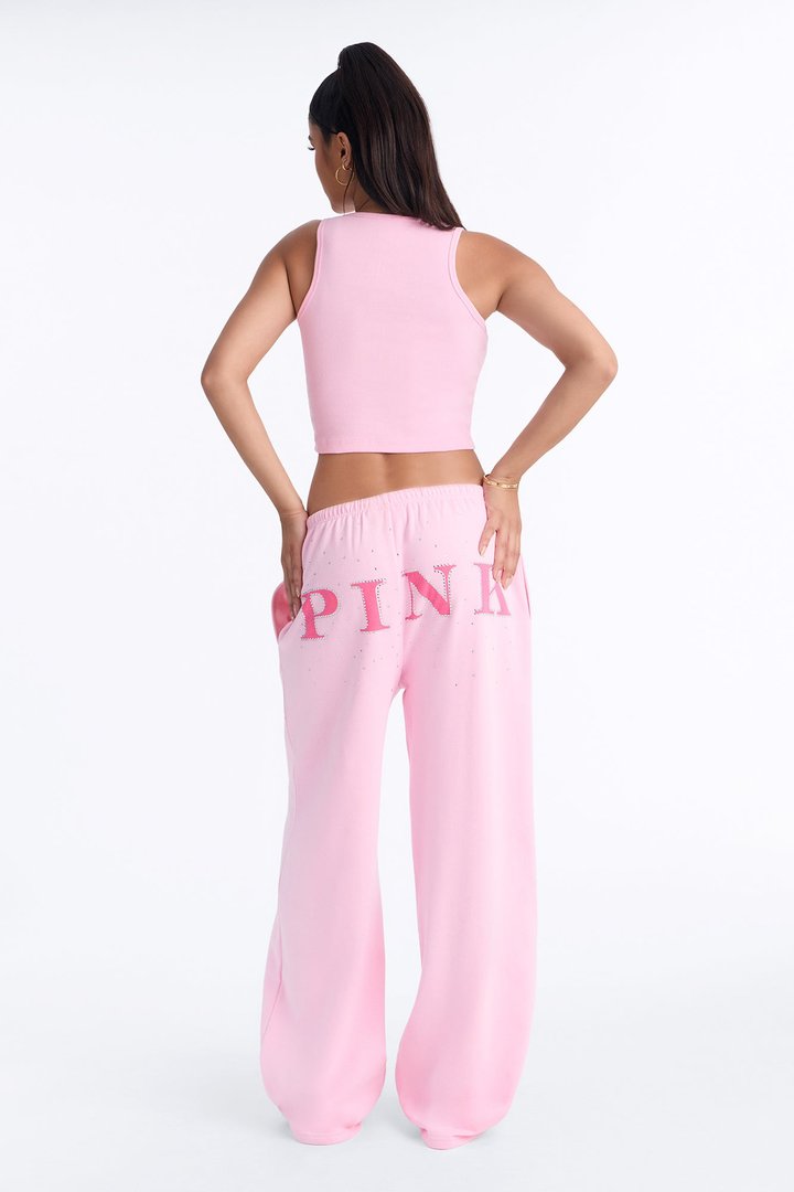 PINK London Girly Wide Leg Sweatpants - Pink
