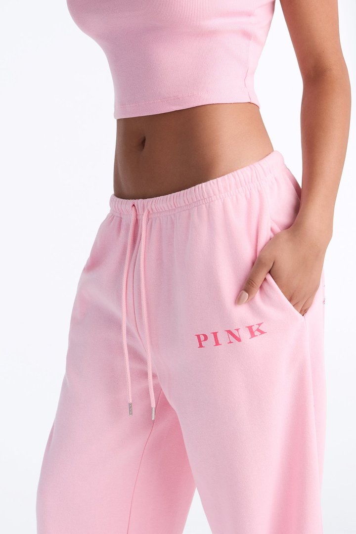 PINK London Girly Wide Leg Sweatpants - Pink