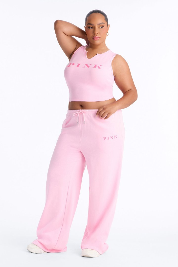 PINK London Girly Wide Leg Sweatpants - Pink