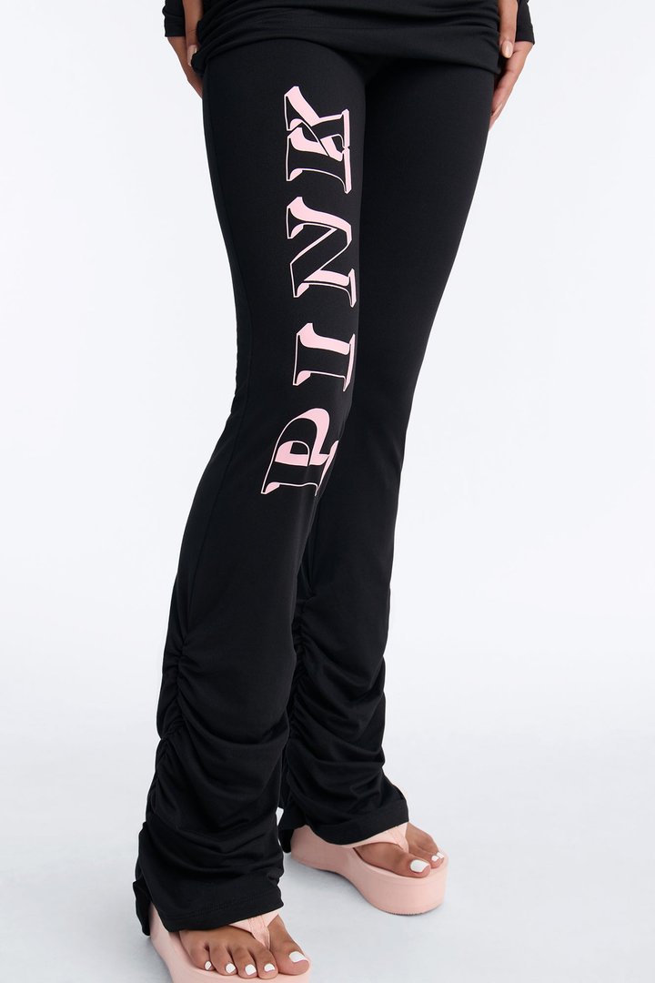PINK London Ruched Skirt Flare Pants - Black