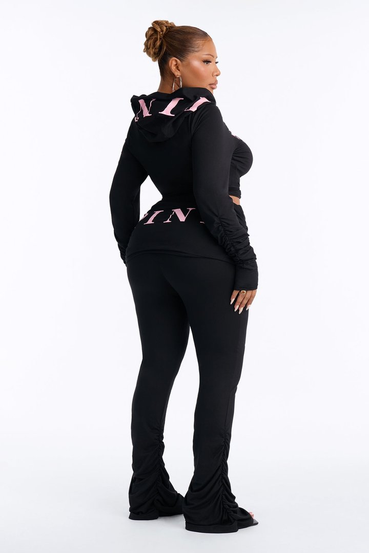 PINK London Ruched Skirt Flare Pants - Black