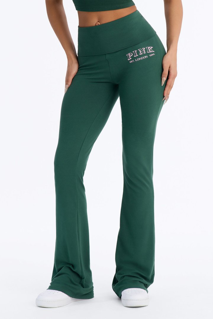PINK London Sporty Foldover Flare Pant - Hunter