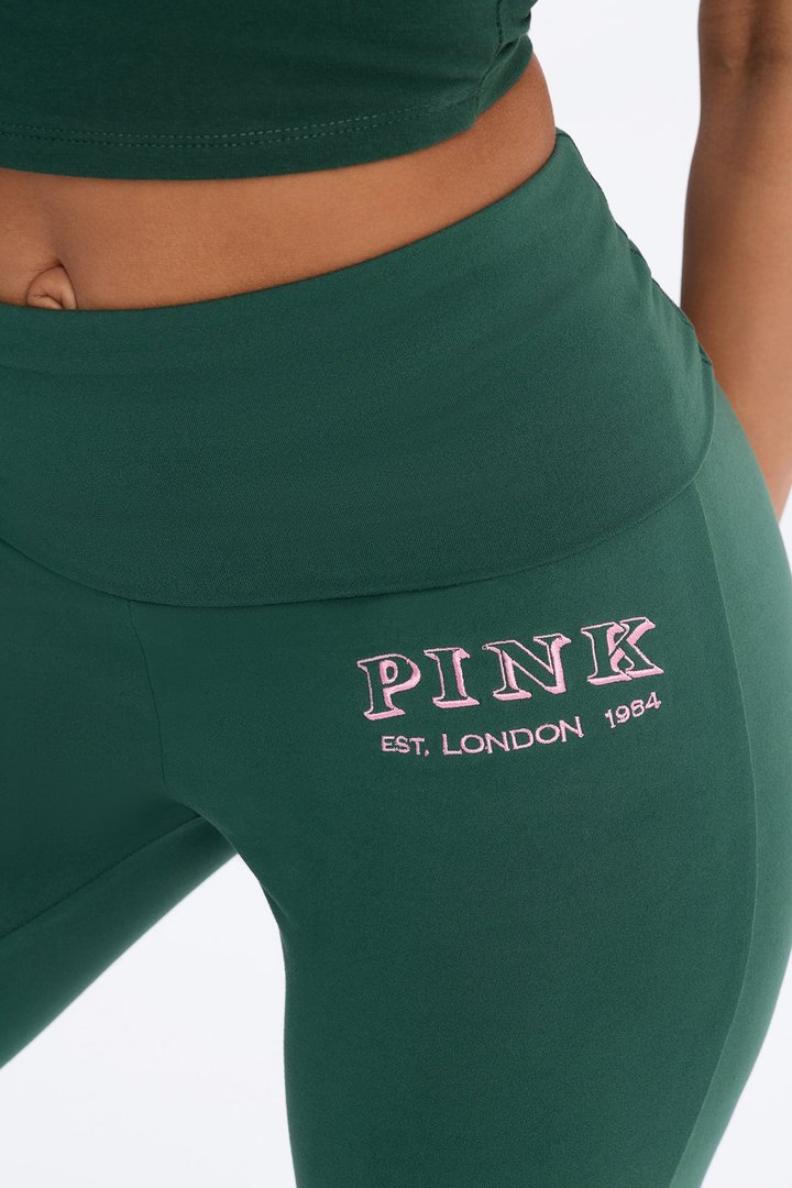 PINK London Sporty Foldover Flare Pant - Hunter