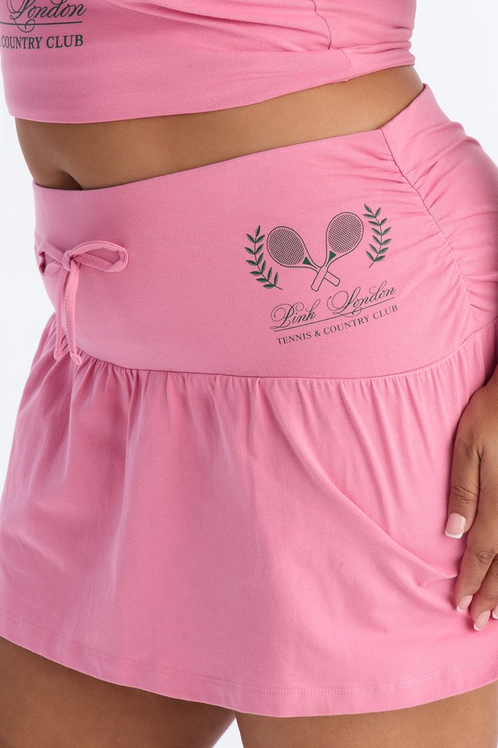 PINK London Sporty Tie Waist Mini Skirt - Pink