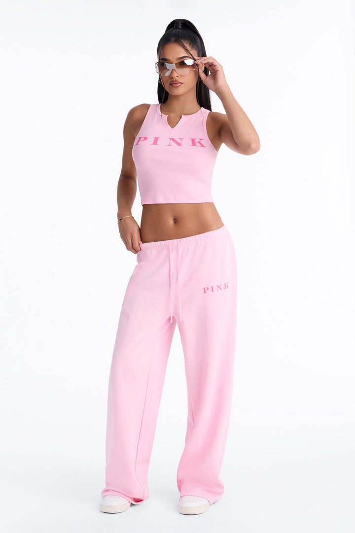 PINK London Girly Cropped Tank Top - Pink