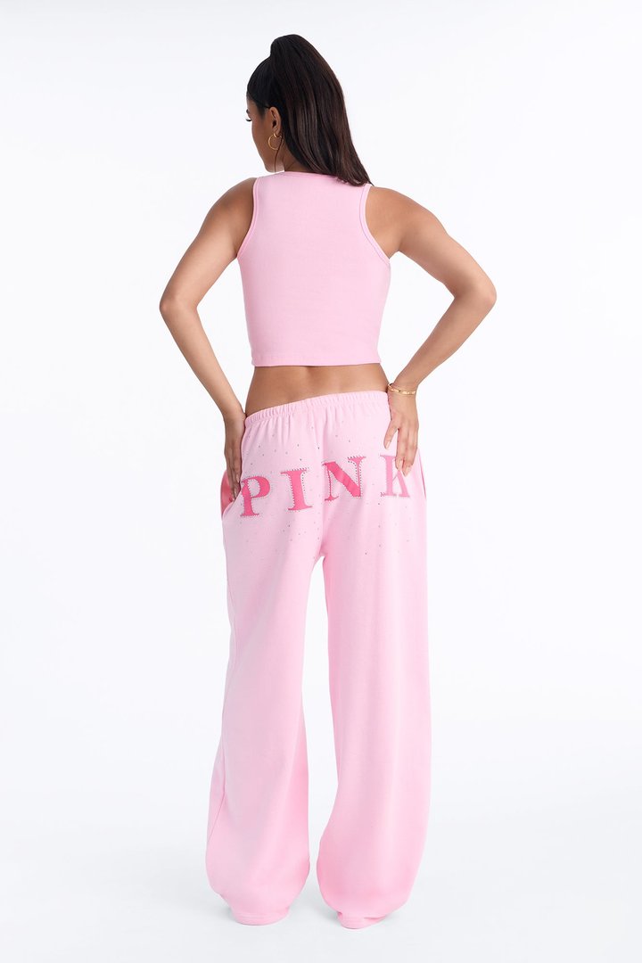 PINK London Girly Cropped Tank Top - Pink