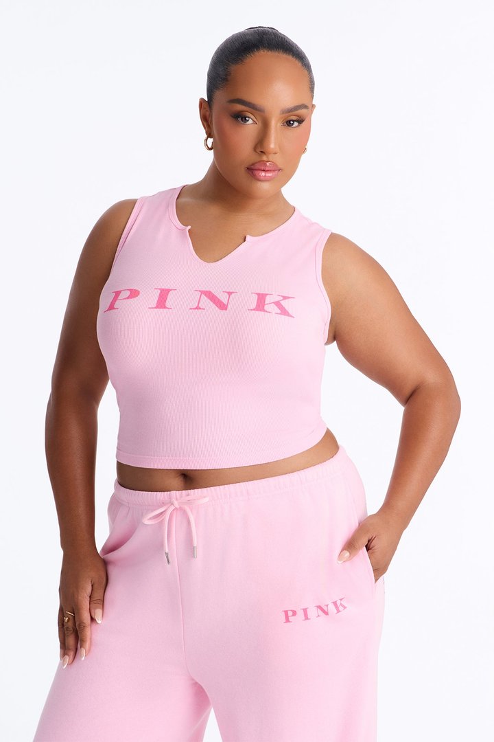 PINK London Girly Cropped Tank Top - Pink