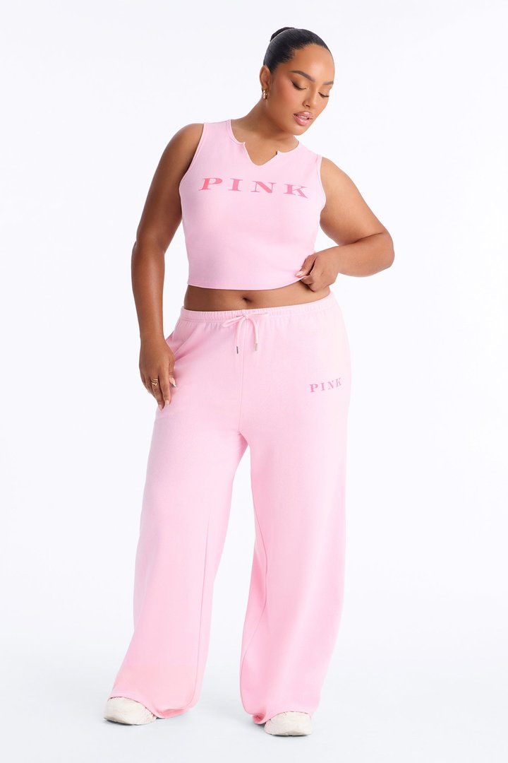 PINK London Girly Cropped Tank Top - Pink