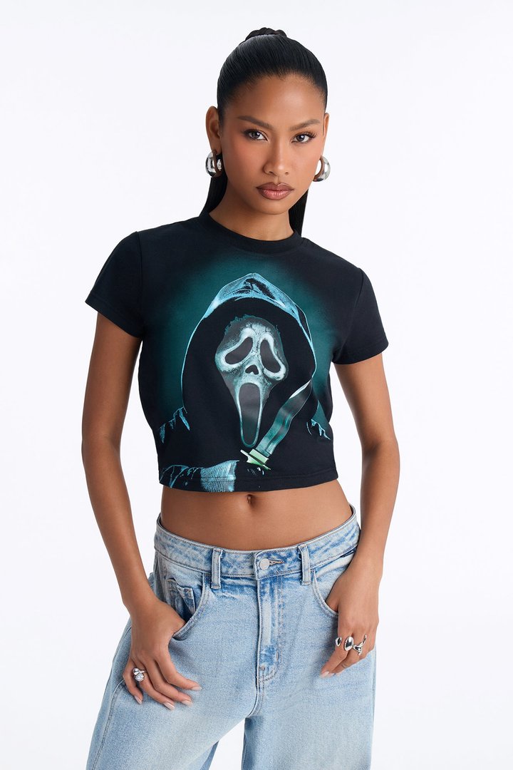 Scream Ghostface Baby Tee - Black