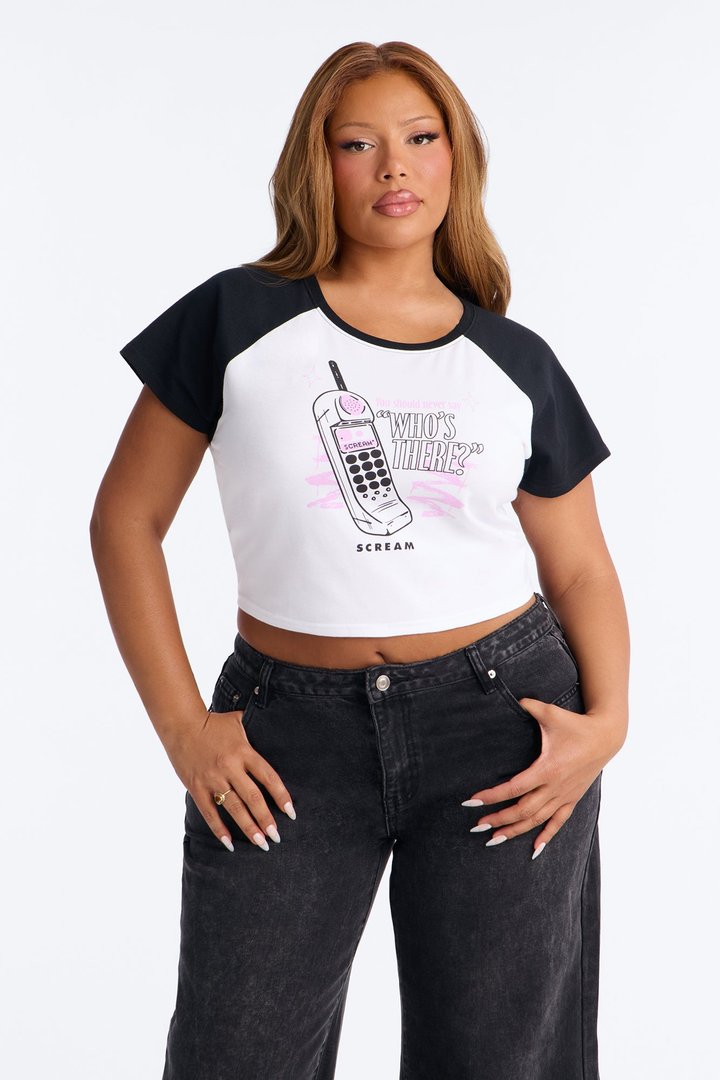 Scream Phone Raglan Baby Tee - White