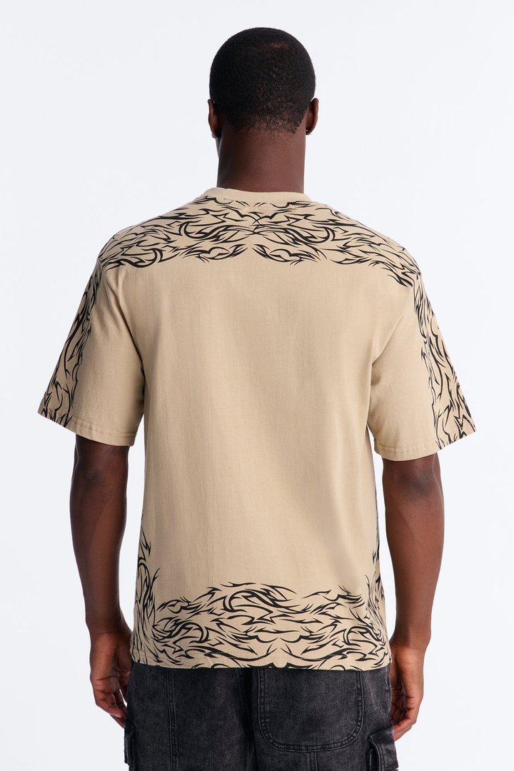 Ruthless Embroidered Heavy Weight Oversized Short Sleeve Tee - Taupe