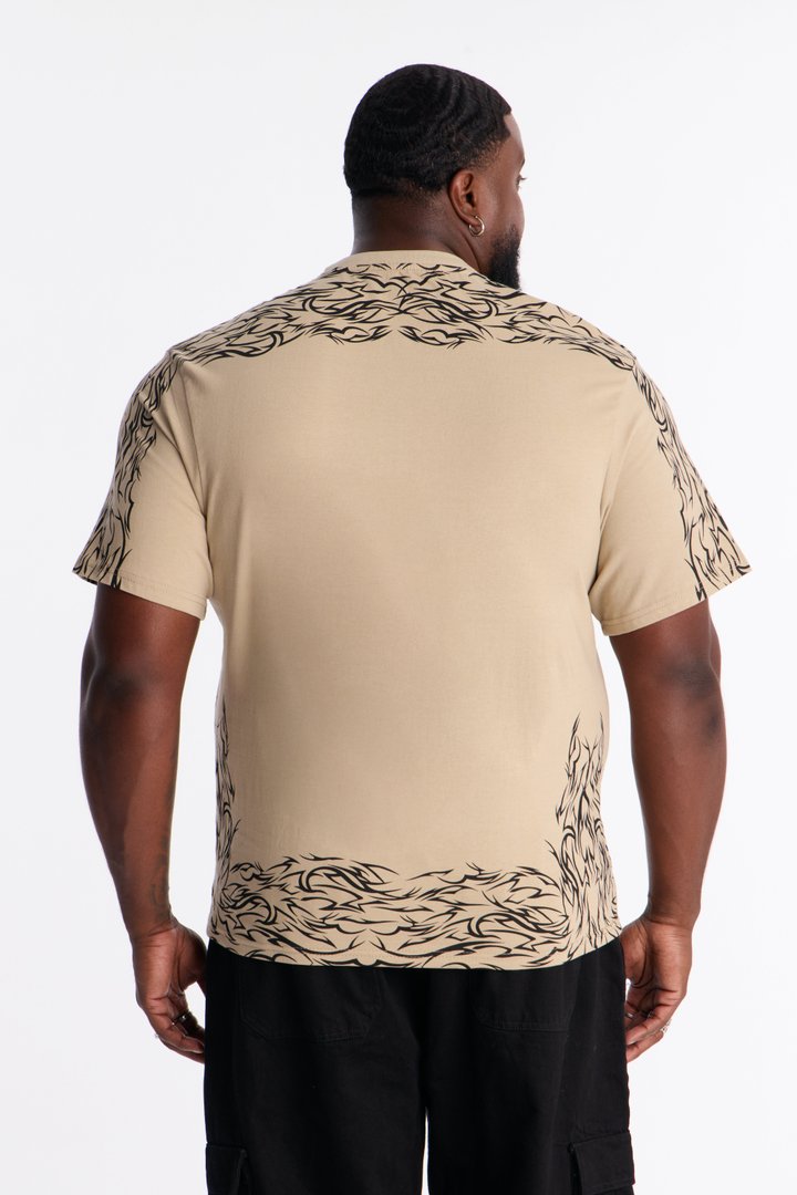 Ruthless Embroidered Heavy Weight Oversized Short Sleeve Tee - Taupe