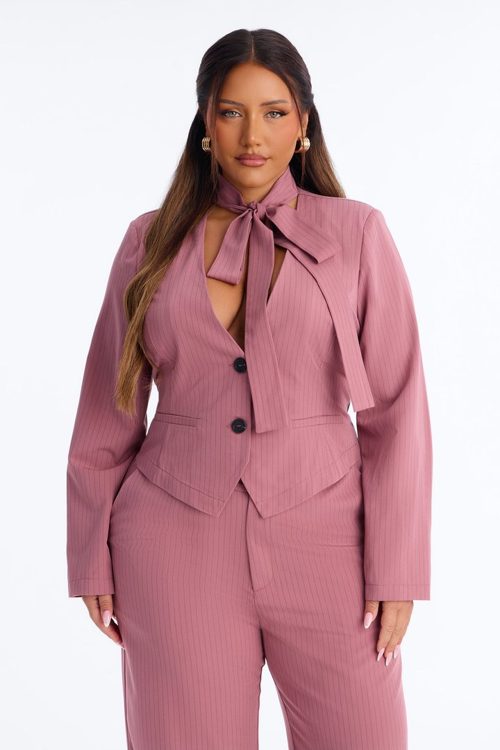 Baldwin Blazer Scarf Pant Set - Mauve