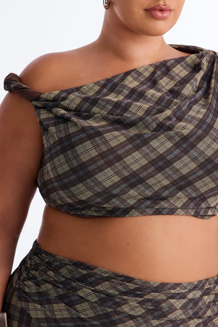 Sadie Mesh Plaid Pant Set - Green/combo