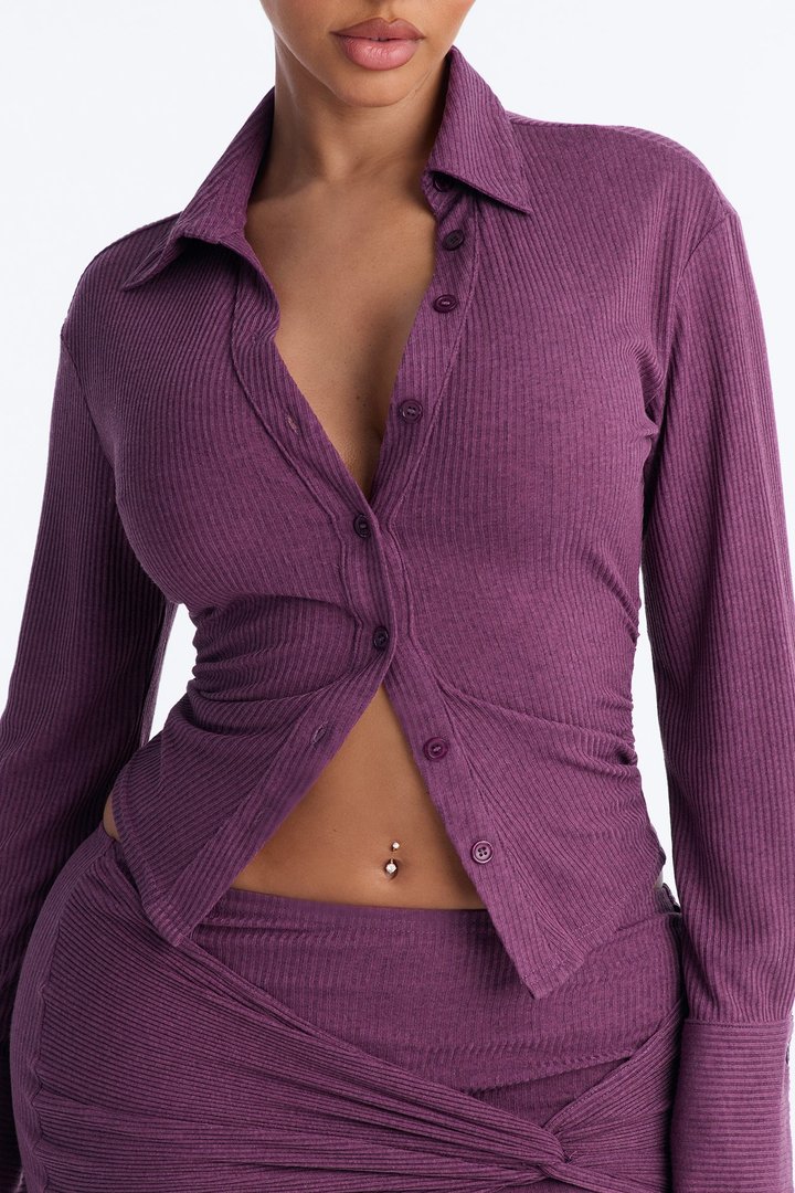 Maya Textured knit Maxi Skirt Set - Purple