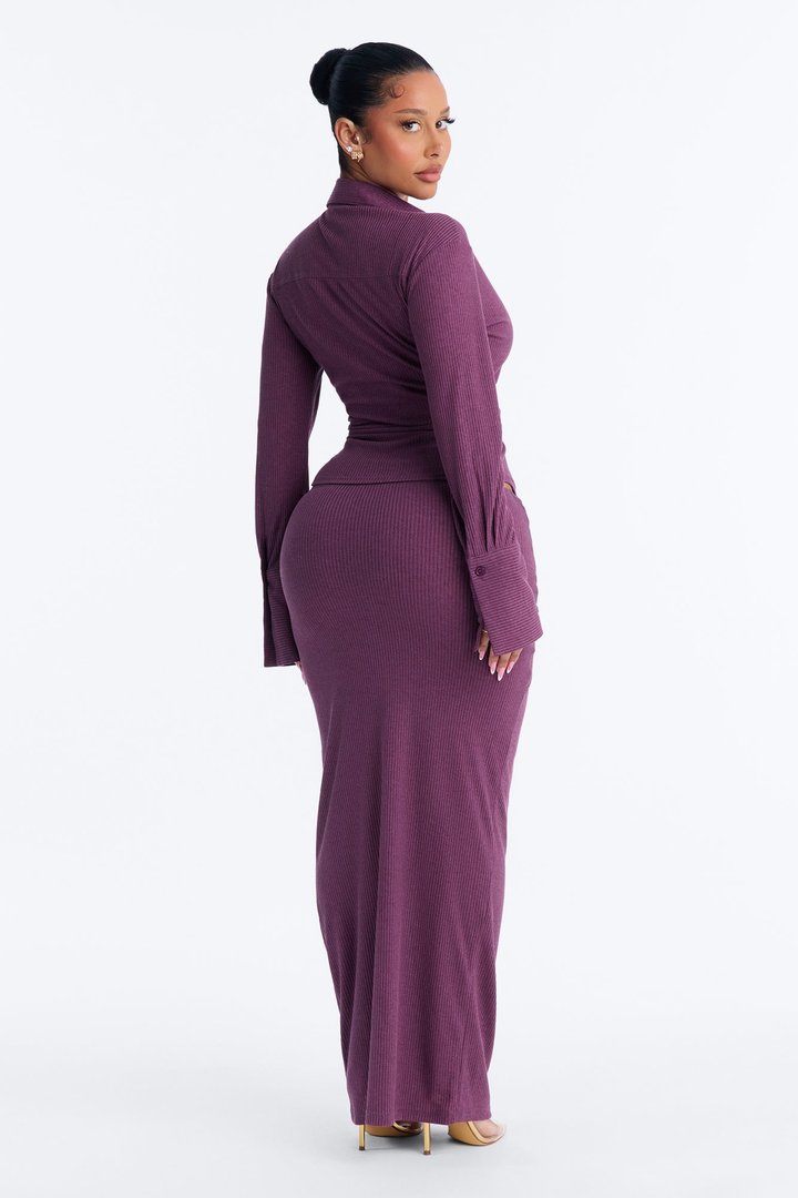 Maya Textured knit Maxi Skirt Set - Purple