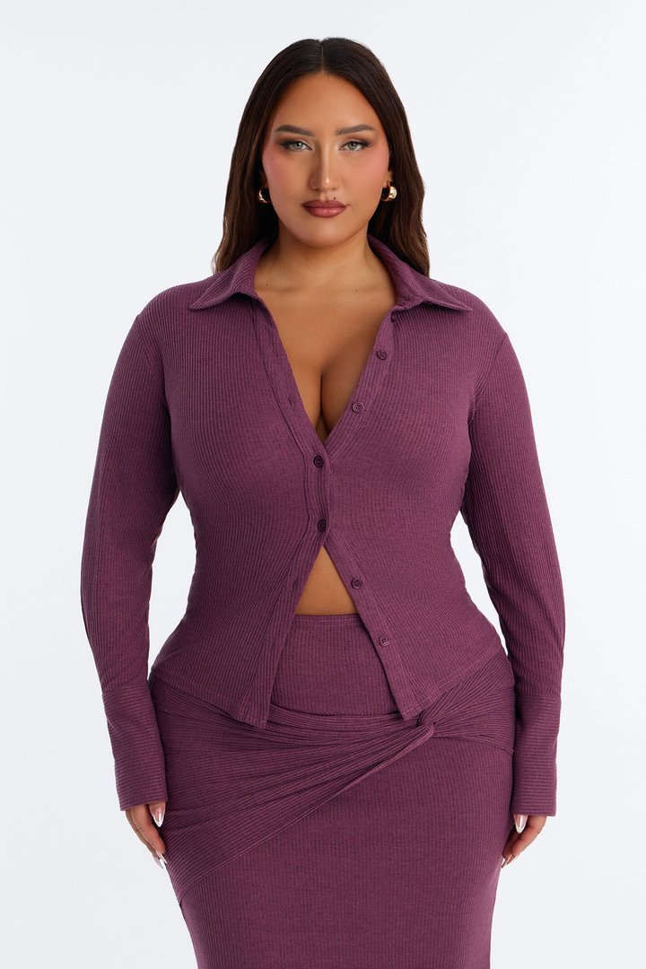 Maya Textured knit Maxi Skirt Set - Purple
