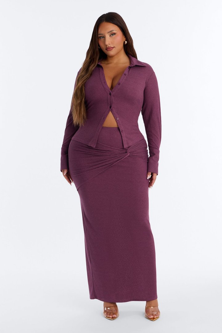 Maya Textured knit Maxi Skirt Set - Purple