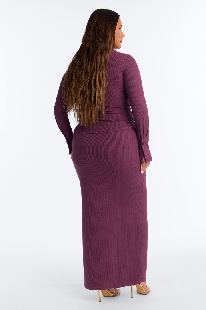 Maya Textured knit Maxi Skirt Set - Purple