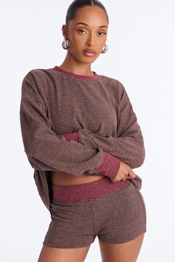 Avery Striped Short Set - Brown/combo