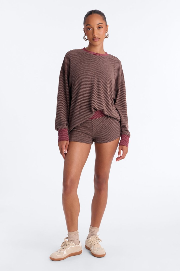 Avery Striped Short Set - Brown/combo