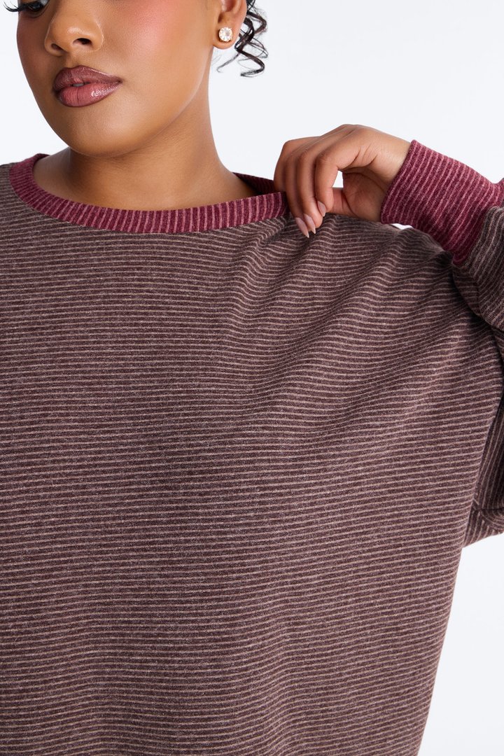 Avery Striped Short Set - Brown/combo