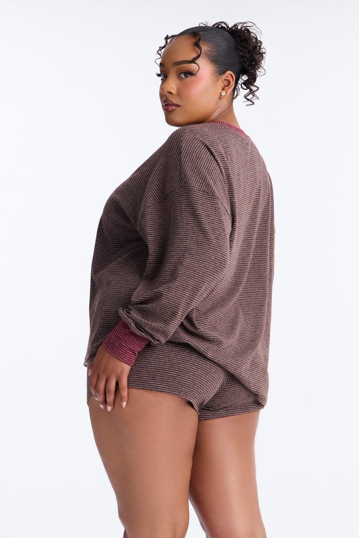 Avery Striped Short Set - Brown/combo