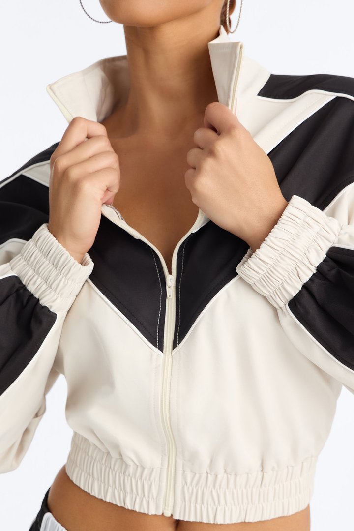 Hailee Contrast Track Pant Set - Off White/combo