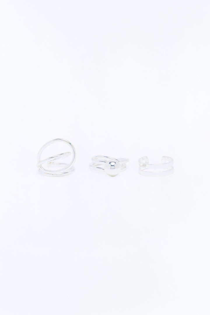 Far From It 3 Piece Ring Set - Silver