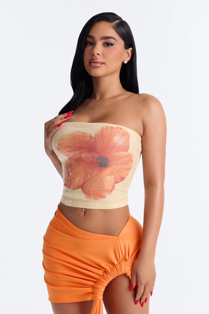 Laguna Babe Sequin Tube Top - Yellow/combo