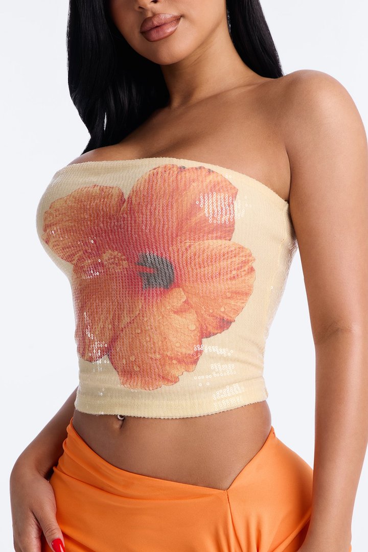 Laguna Babe Sequin Tube Top - Yellow/combo