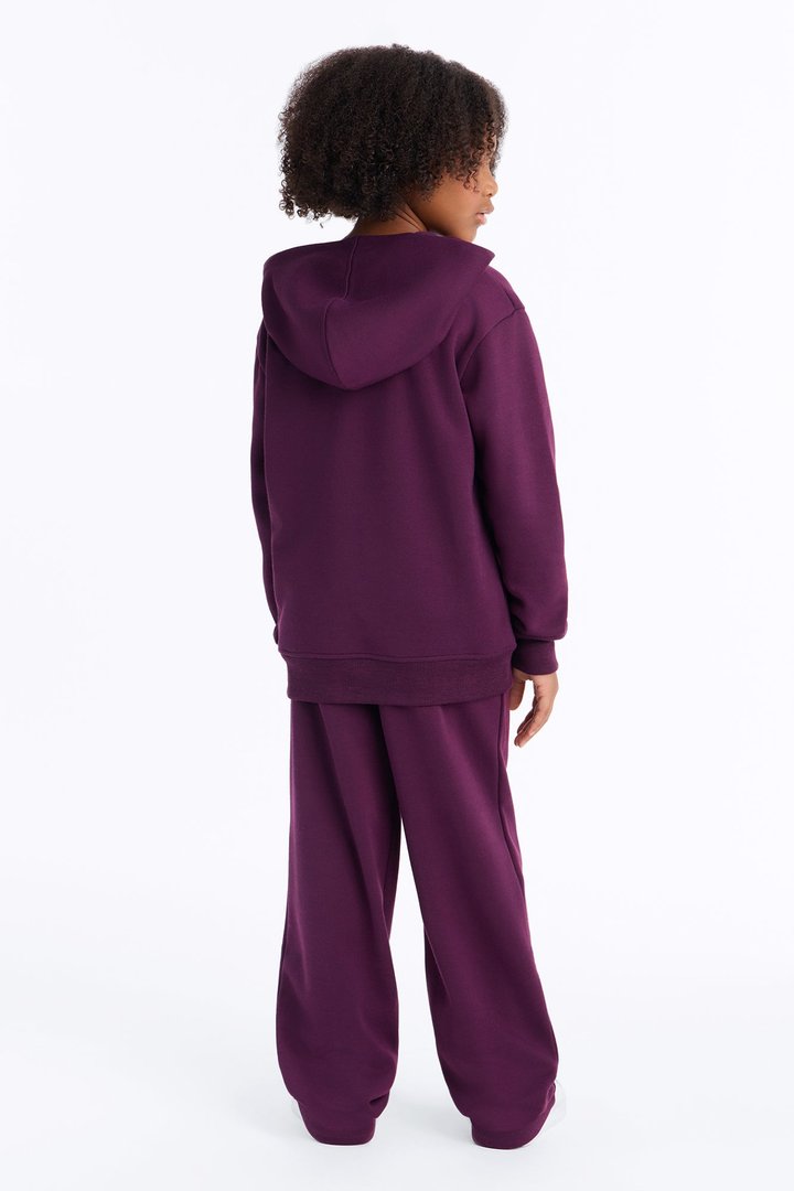 Mini Figure It Out Fleece Pant Set - Plum